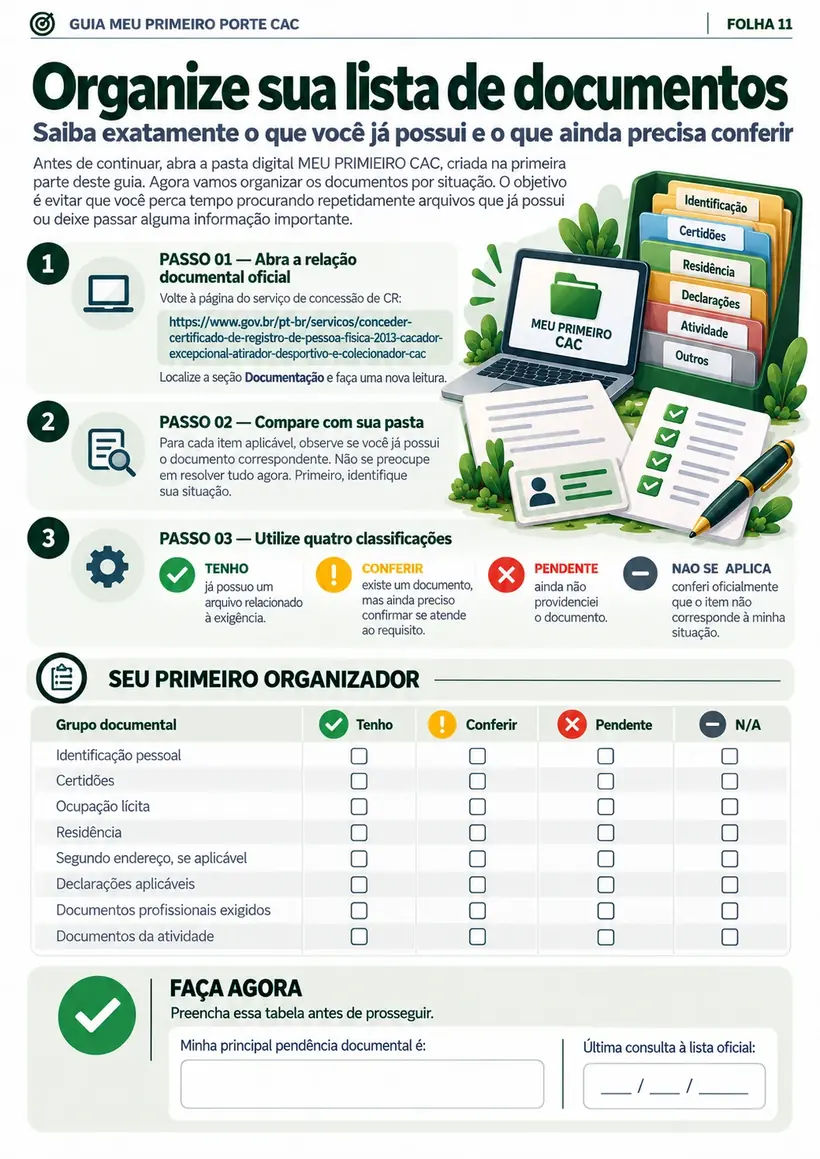 Folha 11 do Guia Meu Primeiro Porte CAC